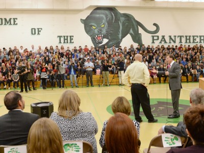 Lowell Milken with Ryan Moore in gym