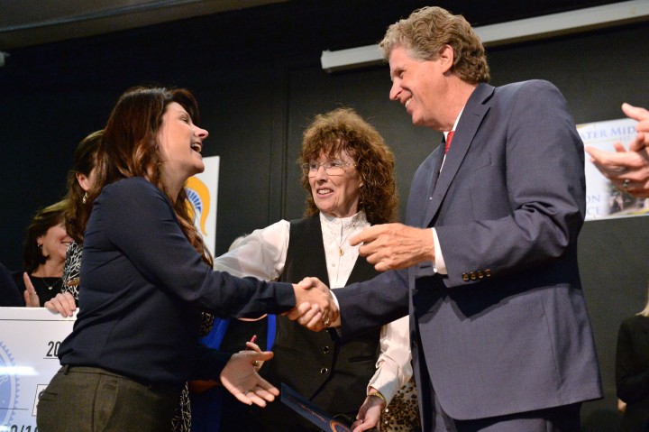 Lt Governor Daniel McKee and Jane Foley Congratulate Kendra Borden Milken Award