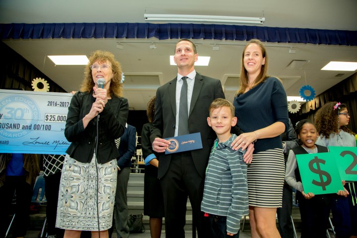 Lukas Hefty with wife and son