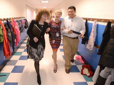 Manny Zaldivar walking to classroom