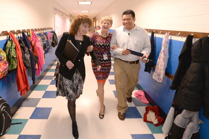 Manny Zaldivar walking to classroom