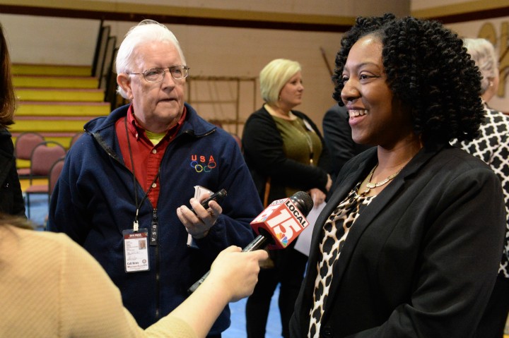 Melody Tucker talks to media