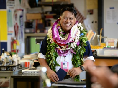 Michael Sana in classroom