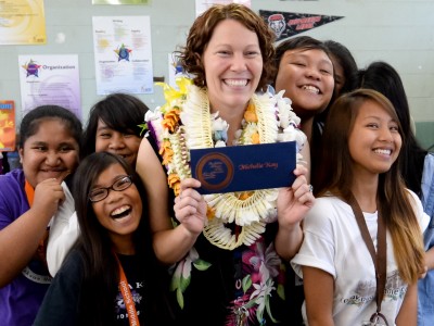Michelle Kay with students