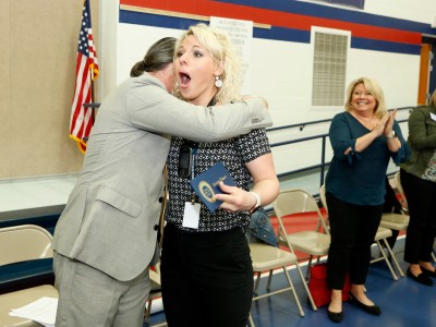 Midvale Kristen Maurer walks to front