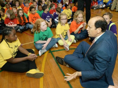Mike Milken Havre de Grace students before assembly