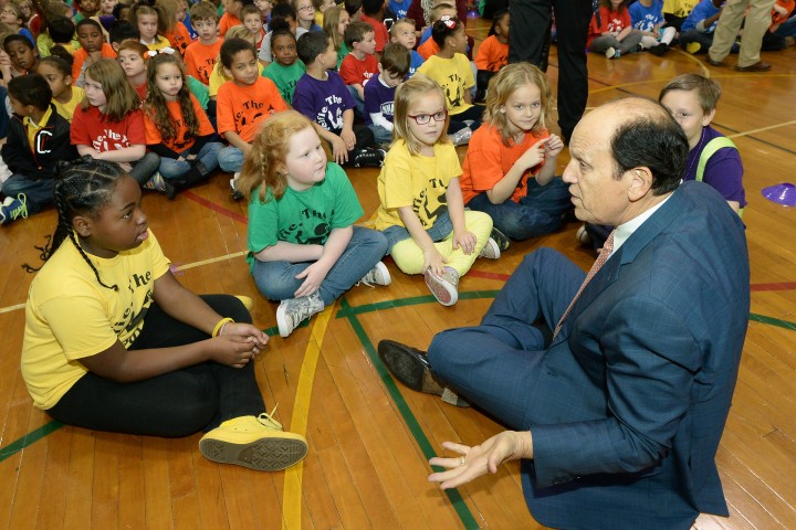 Mike Milken Havre de Grace students before assembly