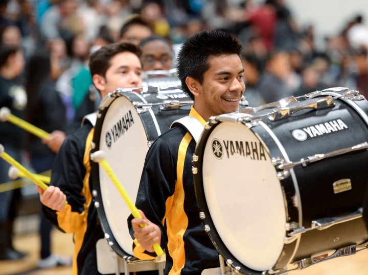 Nathan Gibbs Bowling assembly drum corps