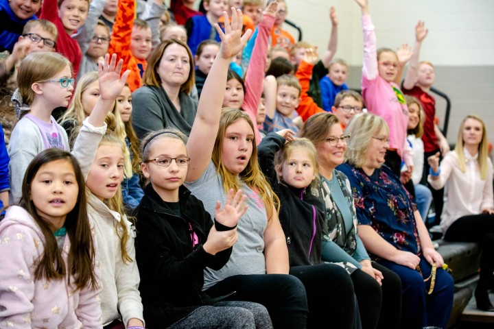 Nebraska 2018 students hands up