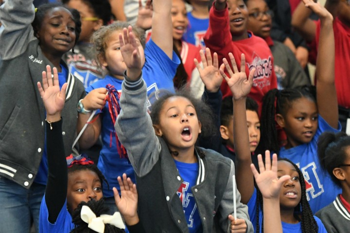 New Orleans 2017 Alice Harte students raise hands