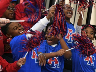 New Orleans 2017 excited students pompoms