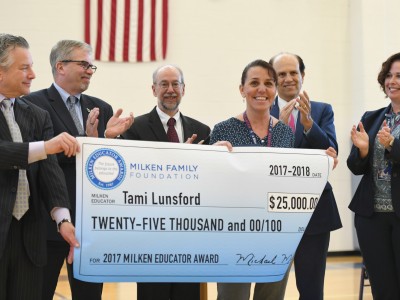 Newark Charter 2017 Tami Lunsford check with dignitaries