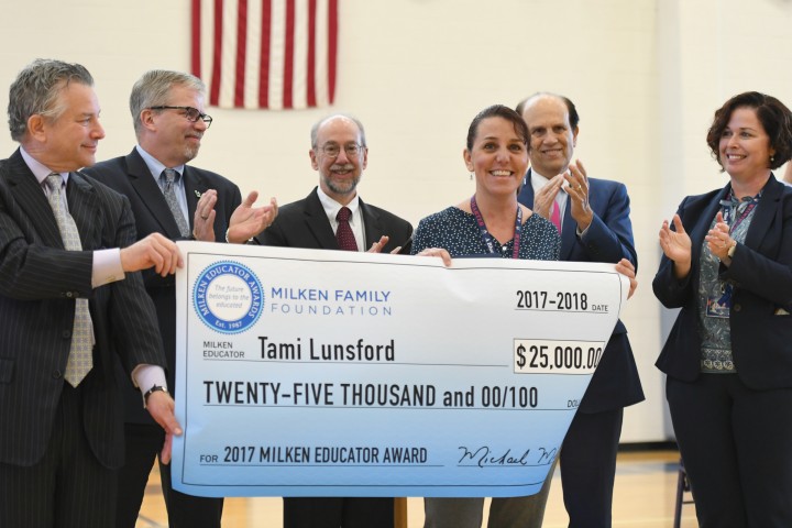 Newark Charter 2017 Tami Lunsford check with dignitaries