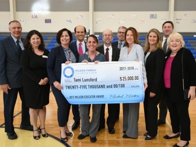 Newark Charter 2017 Tami Lunsford check with state dignitaries