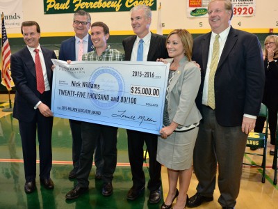 Nick Williams Milken Award check