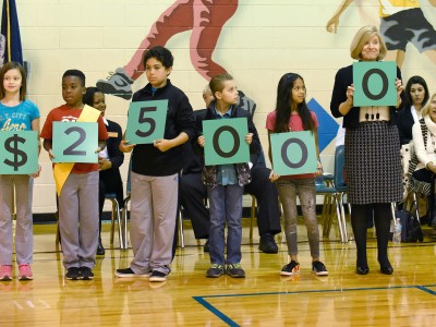 Nursery Road students spell out 25000