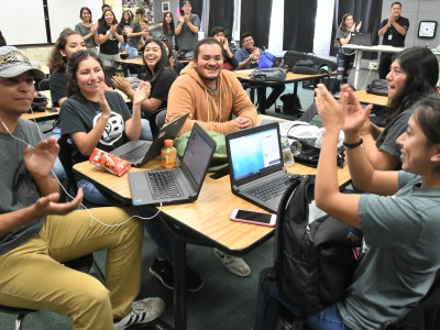 Oxnard 2017 Pacifica Academy of Business students cheer