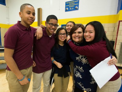 Oxon Hill Middle student hugs