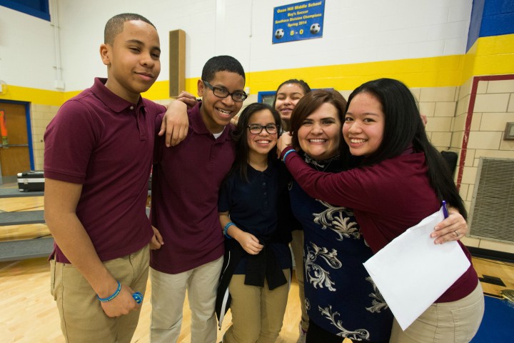 Oxon Hill Middle student hugs