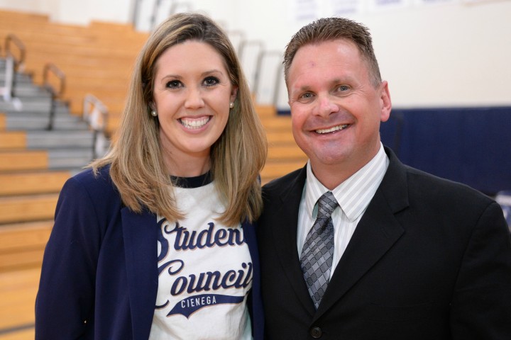 Recipient with Cienega HS Principal Nemer Hassey