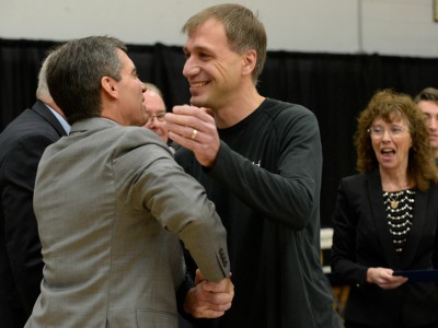 Recipient with principal Bart Wegenke