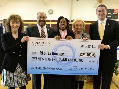 Rhonda Burrage check with dignitaries