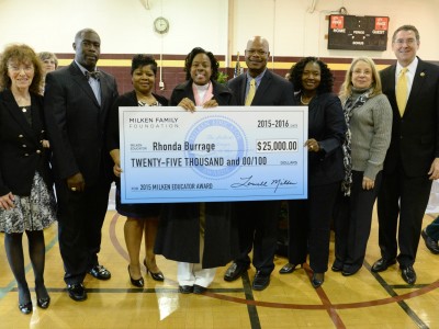 Rhonda Burrage check with local dignitaries