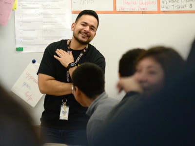 Ricardo Larios in classroom