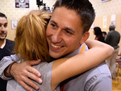 Robert ODonnell Jr. gets a hug