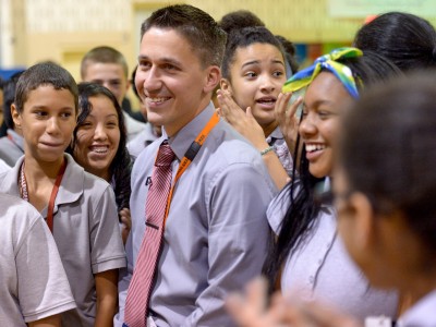 Robert ODonnell and proud eight grade students