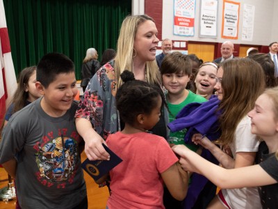 Rocky Ridge Kaitlin McPeake students hug