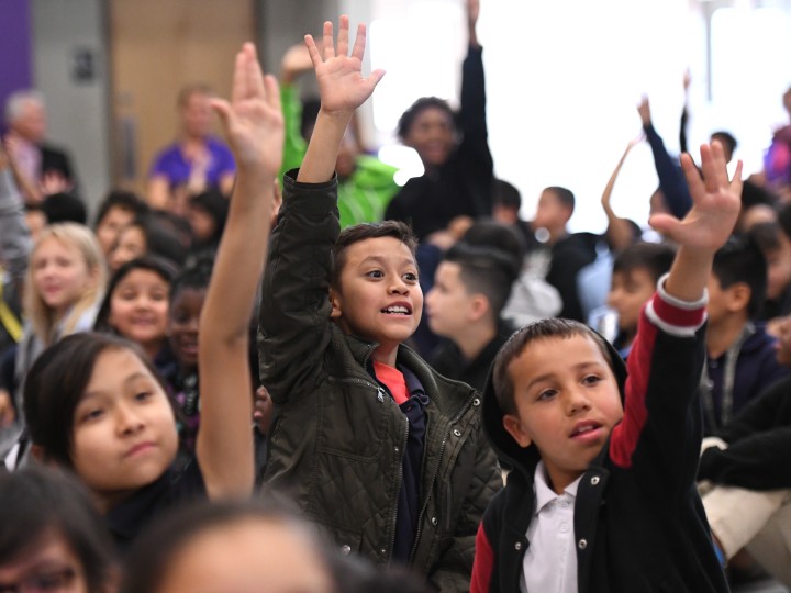 Rogers Ranch students hands up