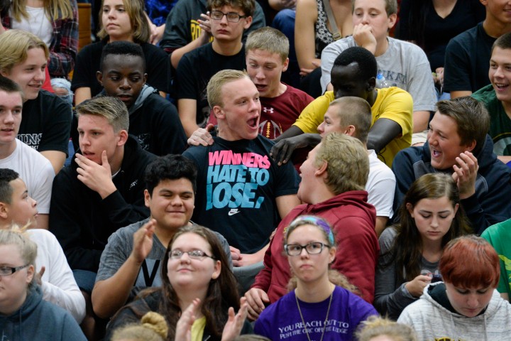 Roosevelt High School kids in bleachers