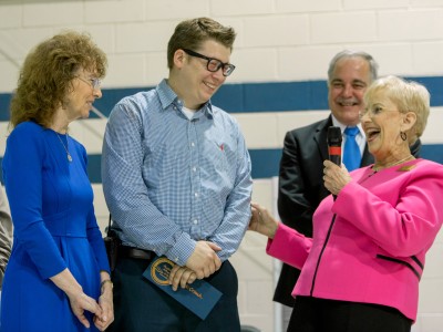 Sandra Deal congratulates Eric Crouch