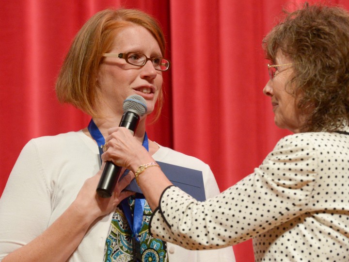 Sarah Berndt and Jane on stage