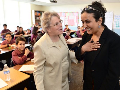 Shalini Sharma Diane Douglas in classroom