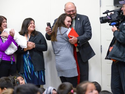 Shannon Ryan hugs Tom Ryan