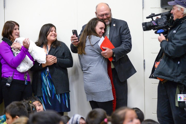 Shannon Ryan hugs Tom Ryan