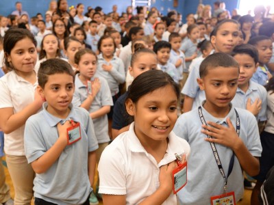 Smalley Academy students pledge of allegiance