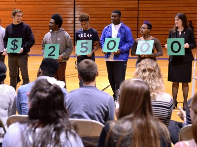 Students spell out award amount