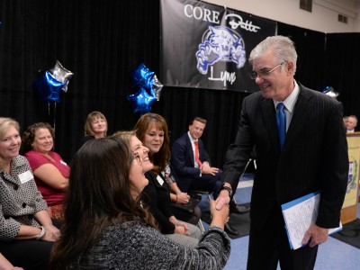 Superintendent Tom Torlakson greeting guests