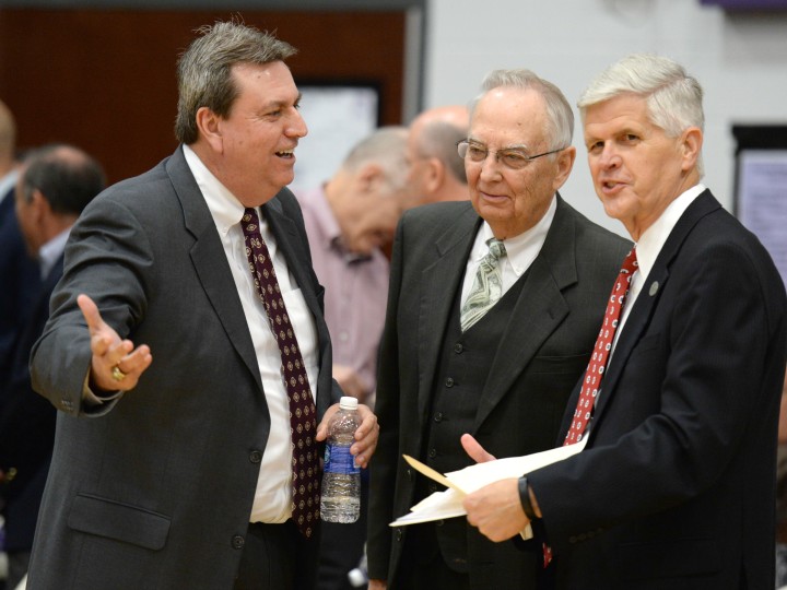 Superintendents conferring at Blue Valley NW HS