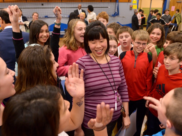 Teresa Chan Seidel with students