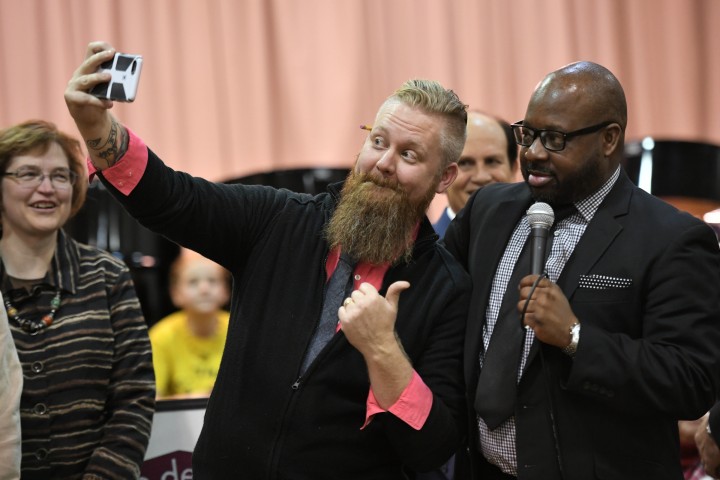 Thomas Dennison principal Ronald Wooden selfie
