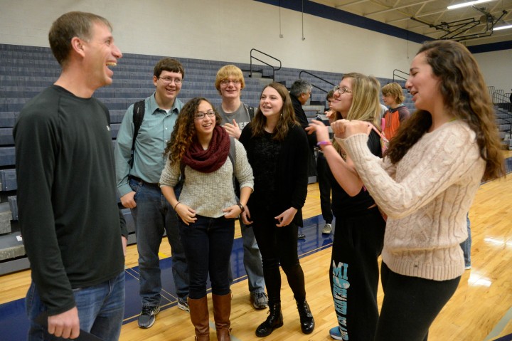 Tobe with students