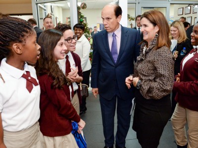 Tracy Espiritu Mike Milken Mary Pat Christie and welcome committee