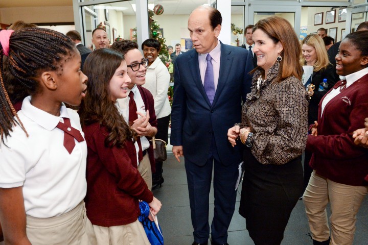 Tracy Espiritu Mike Milken Mary Pat Christie and welcome committee