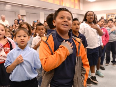 Washington Elementary students pledge of allegiance