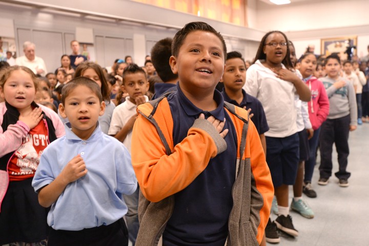 Washington Elementary students pledge of allegiance