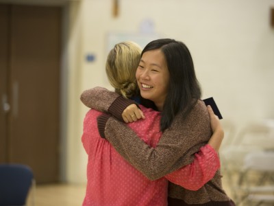 West Hartford 2017 Anna Capobianco hugs student